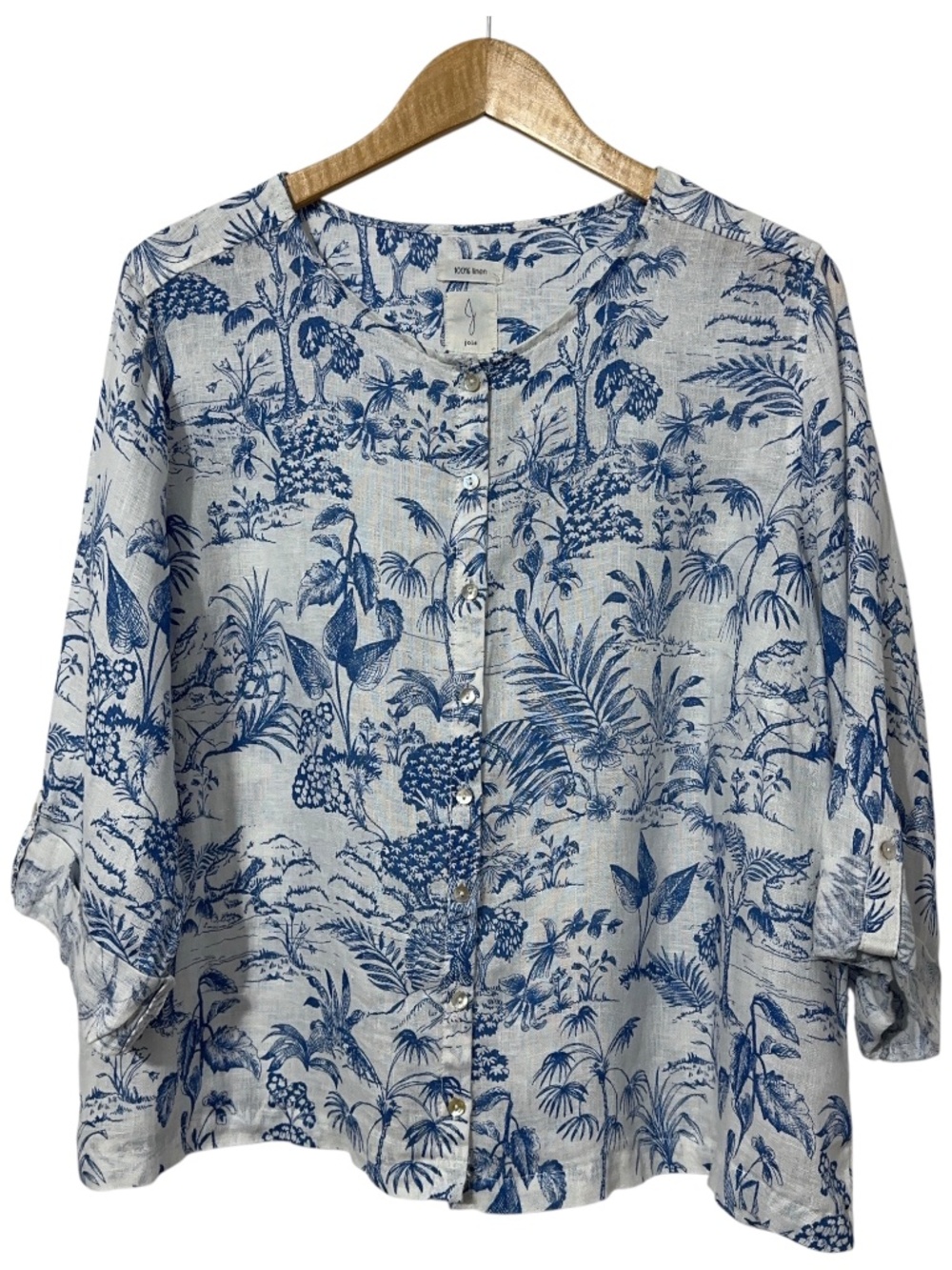 Joie Linen Floral Shirt Womens Plus Size 1X Lightweight Autumn Casual Leaves